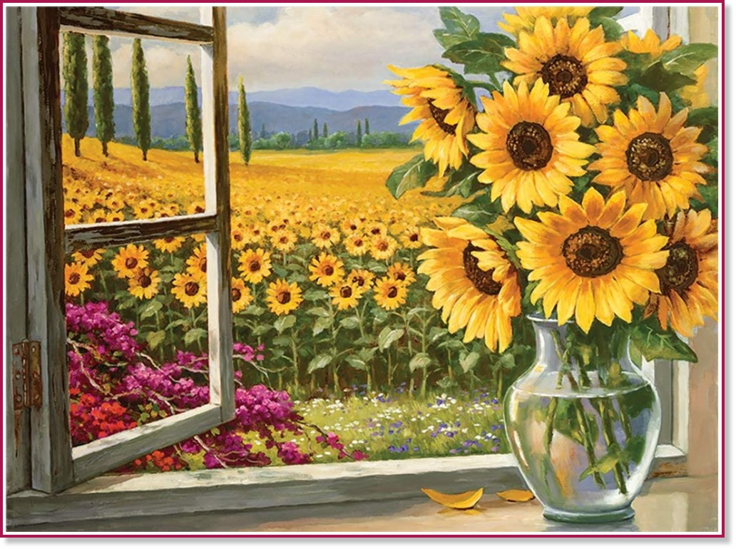 Рисуване по номера Royal & Langnickel - Слънчогледови поля - 39 x 30 cm - 