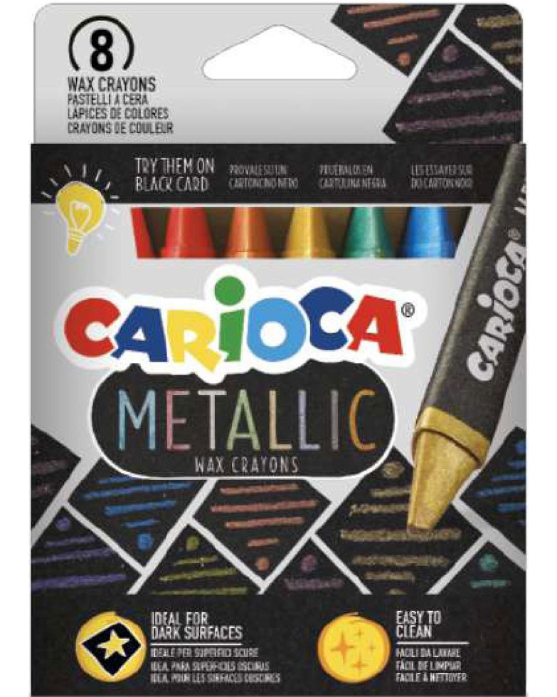 Восъчни пастели Carioca Восъчни пастели Carioca - 8 цвята от серията Metallic -