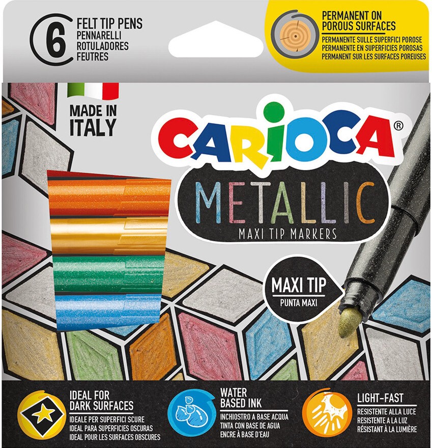 Флумастери Carioca Флумастери Carioca - 6 цвята с дебел връх от серията Metallic -