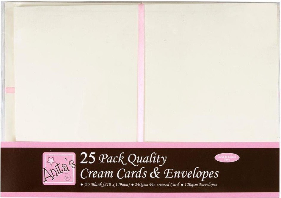 Картончета за картички Docrafts - Кремави Картончета за картички Docrafts - Кремави - 25 броя c пликове от серията Anita's -
