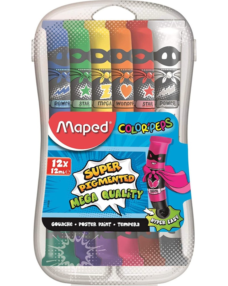 Темперни бои Maped - 12 цвята от серията Color' Peps - 