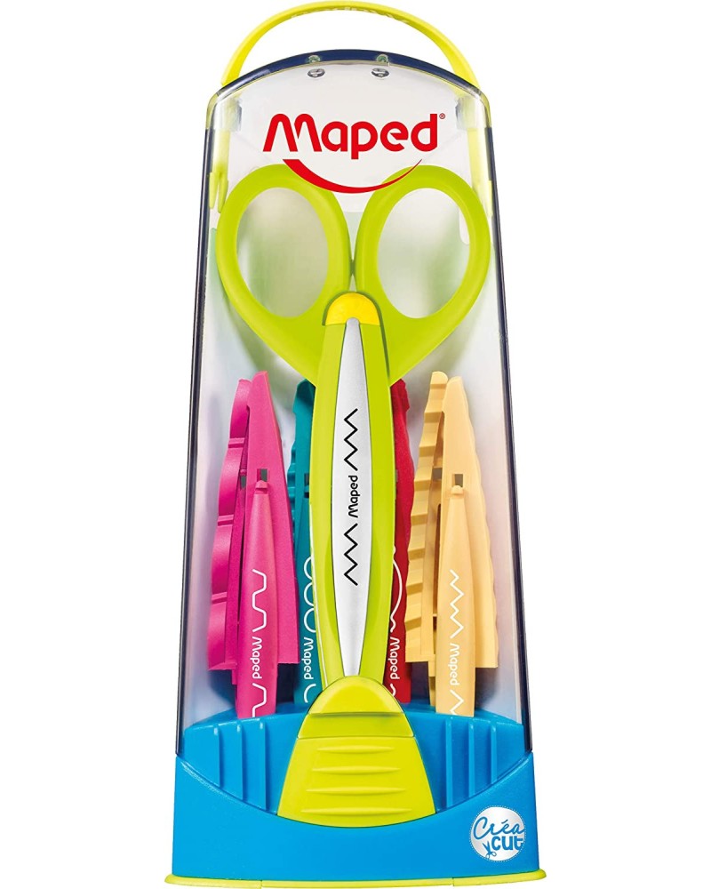 Детска ножица за декоративно рязане Maped Детска ножица за декоративно рязане Maped - С 5 приставки от серията Crea Cut -