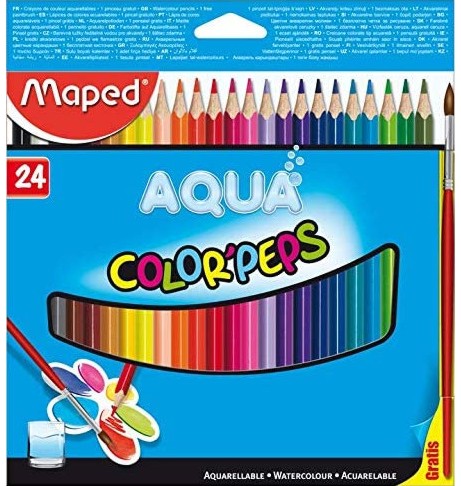Акварелни моливи Maped Акварелни моливи Maped - 24 цвята с четка от серията Color' Peps -