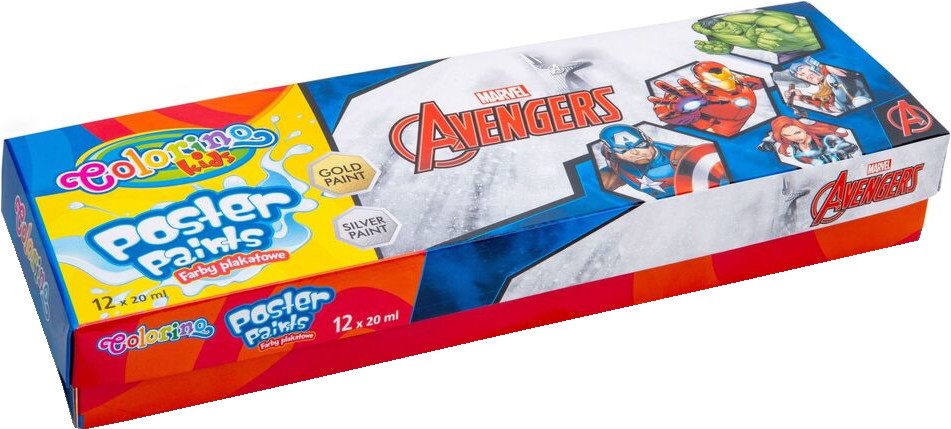 Темперни бои Colorino Kids Темперни бои Colorino Kids - 12 цвята x 20 ml на тема Отмъстителите -
