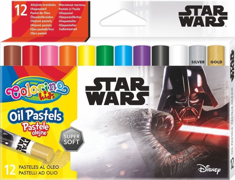 Маслени пастели Colorino Kids Маслени пастели Colorino Kids - 12 цвята на тема Star Wars -