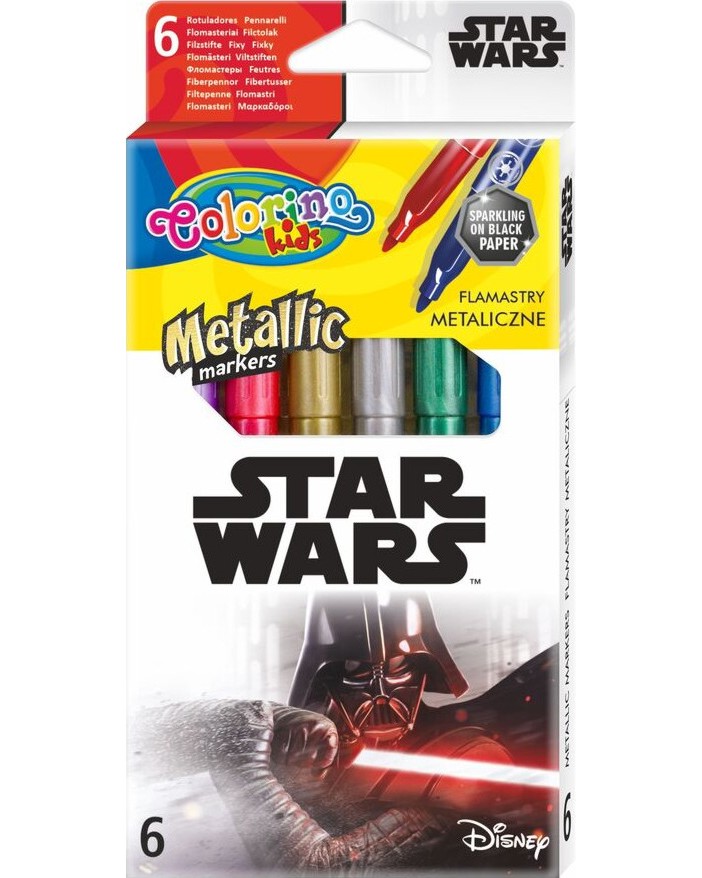 Флумастери Colorino Kids Флумастери Colorino Kids - 6 цвята на тема Star Wars -