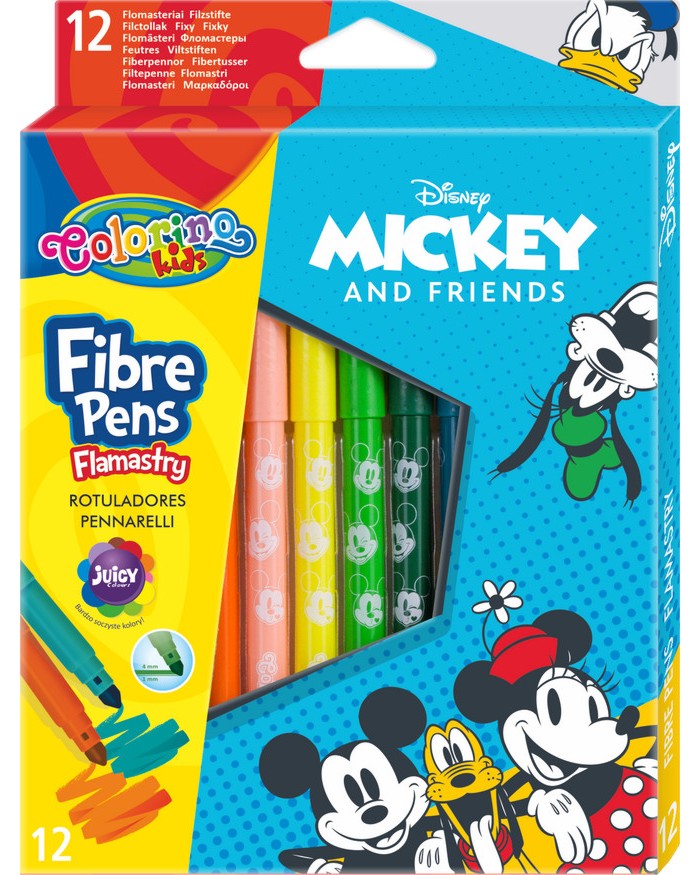 Флумастери Colorino Kids Флумастери Colorino Kids - 12 цвята на тема Мики Маус и приятели -
