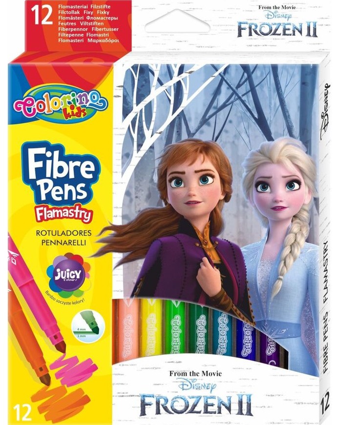 Флумастери Colorino Kids Флумастери Colorino Kids - 12 цвята на тема Замръзналото кралство -