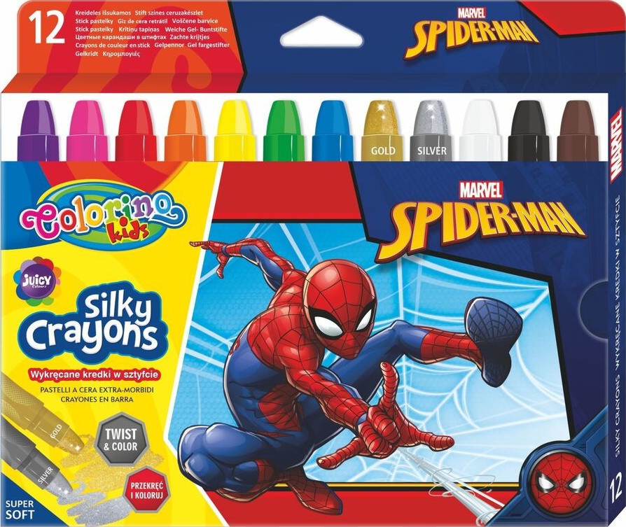 Гел-стик пастели Colorino Kids Гел-стик пастели Colorino Kids - 12 цвята на тема Спайдърмен -