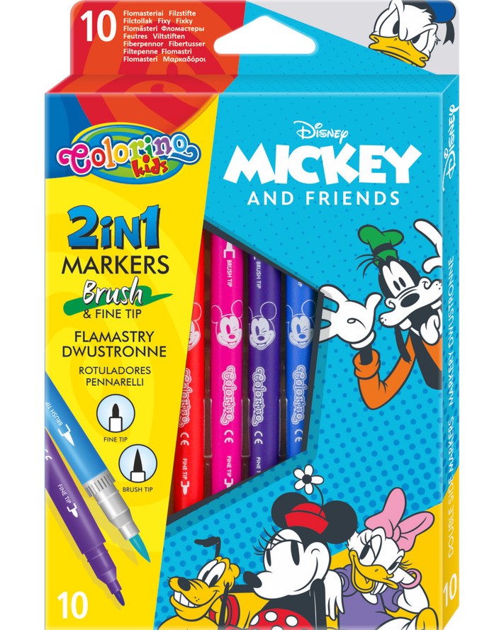 Двустранни флумастери Colorino Kids Двустранни флумастери Colorino Kids - 10 цвята на тема Мики Маус и приятели -