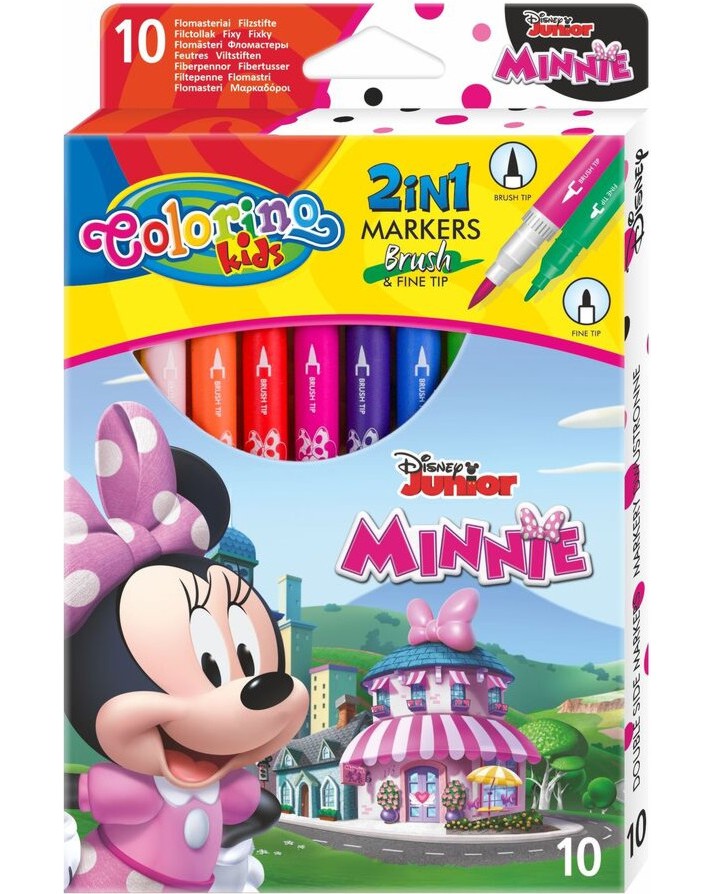 Двустранни флумастери Colorino Kids - Мини Маус Двустранни флумастери Colorino Kids - Мини Маус - 10 цвята на тема Мики Маус и приятели -