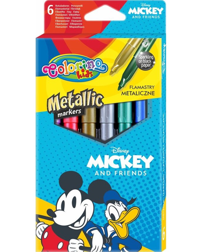 Металикови флумастери Colorino Kids Металикови флумастери Colorino Kids - 6 цвята на тема Мики Маус и приятели -