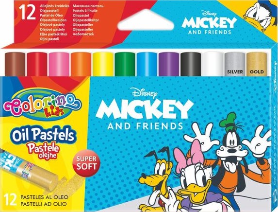 Маслени пастели Colorino Kids Маслени пастели Colorino Kids - 12 цвята на тема Мики Маус и приятели -