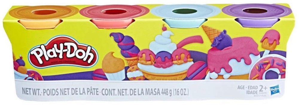Моделин с бонбонени цветове Play-Doh - 4 цвята - 