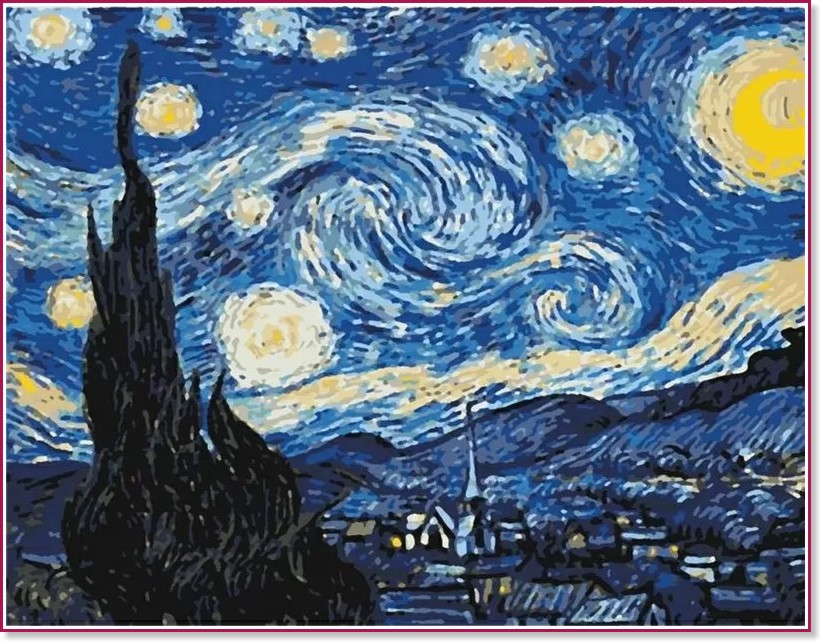 Рисуване по номера Rosa - Звездна Нощ Ван Гог - 45 x 35 cm - 