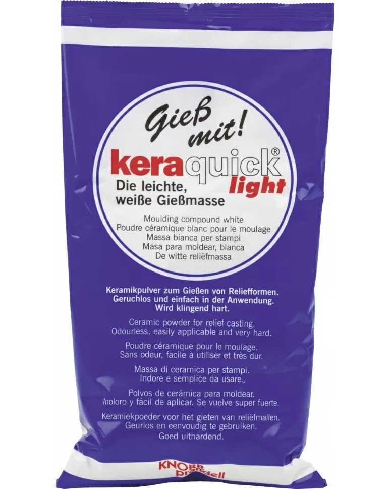 Бързовтвърдяващ бял гипс за отливки KPC Keraquick light - 1 kg - 