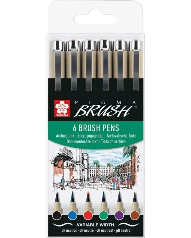 ������� � ���� ��� ����� Sakura Pigma Brush - 6 ����� - 