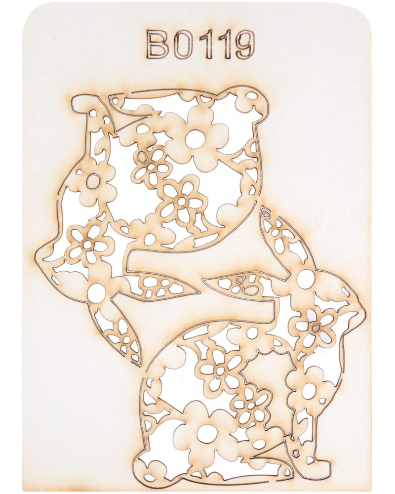 Фигурки от бирен картон - Заек с флорални мотиви - 10 x 8 cm - 