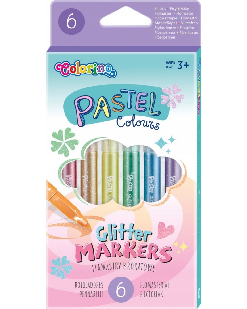 Флумастери Colorino Kids Флумастери Colorino Kids - 6 цвята с брокатен ефект от серията Pastel -