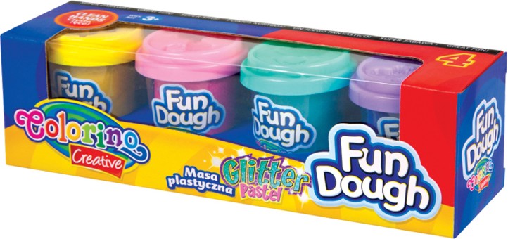 Пластилин с брокат Colorino Kids Fun Dough Пластилин с брокат Colorino Kids Fun Dough - 4 цвята x 56 g -