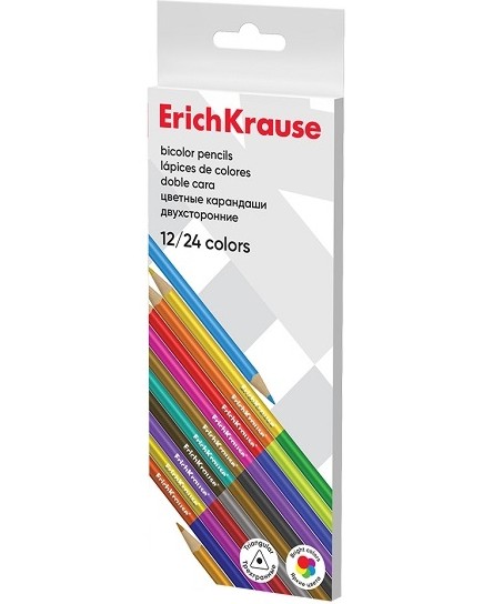 Двустранни цветни моливи Erich Krause Двустранни цветни моливи Erich Krause - 12 броя в 24 цвята -