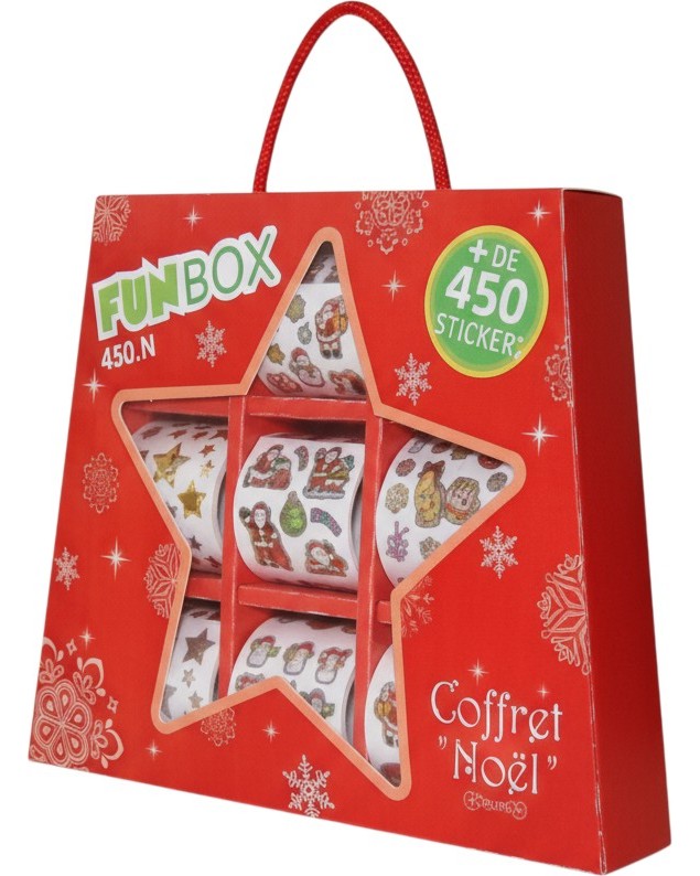 Коледни самозалепващи стикери Funbox Коледни самозалепващи стикери Funbox - 450 броя в куфарче -