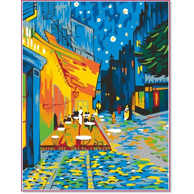 Рисуване по номера Rosa - Кафе тераса през нощта - 35 x 45 cm - 