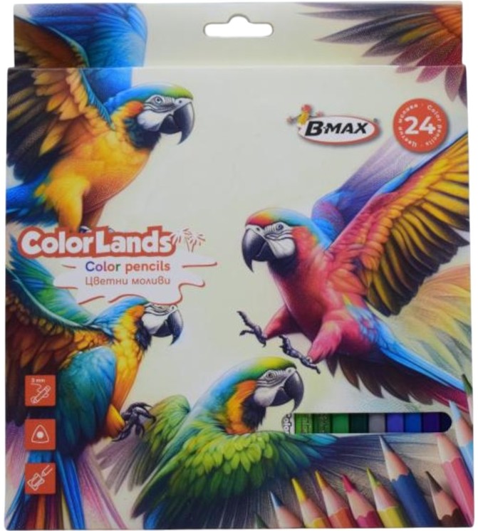 Цветни моливи B-Max Цветни моливи B-Max - 12 или 24 цвята от серията Color Lands -