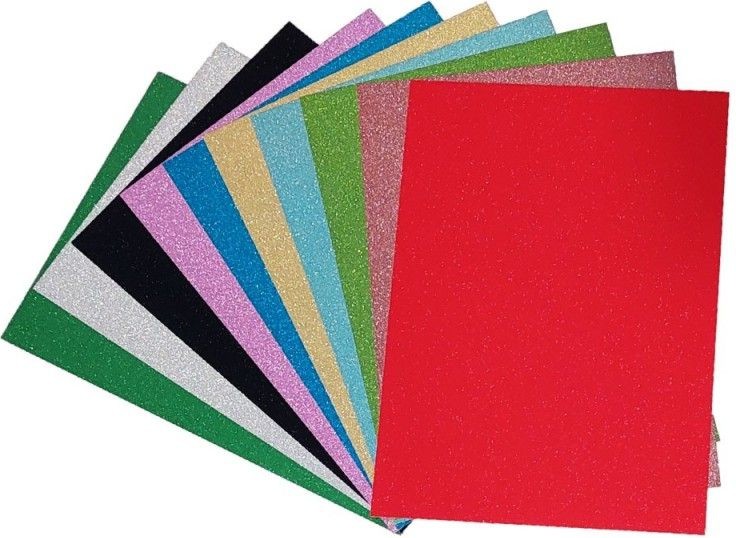Брокатен картон Брокатен картон - 10 цвята, A4, 250 g/m<sup>2</sup> -