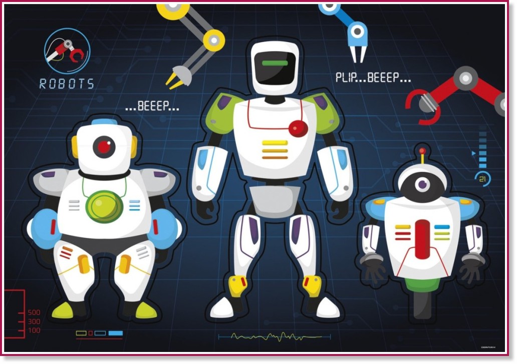 Двустранна подложка за бюро Derform - Роботи - От серията Robot - 