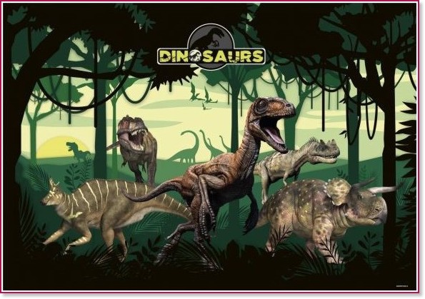 Двустранна подложка за бюро Derform - Динозаври - От серията Dinosaurs - 