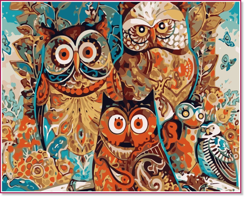Рисуване по номера Newart - Сови Рисуване по номера Newart - Сови - 50 x 40 cm -