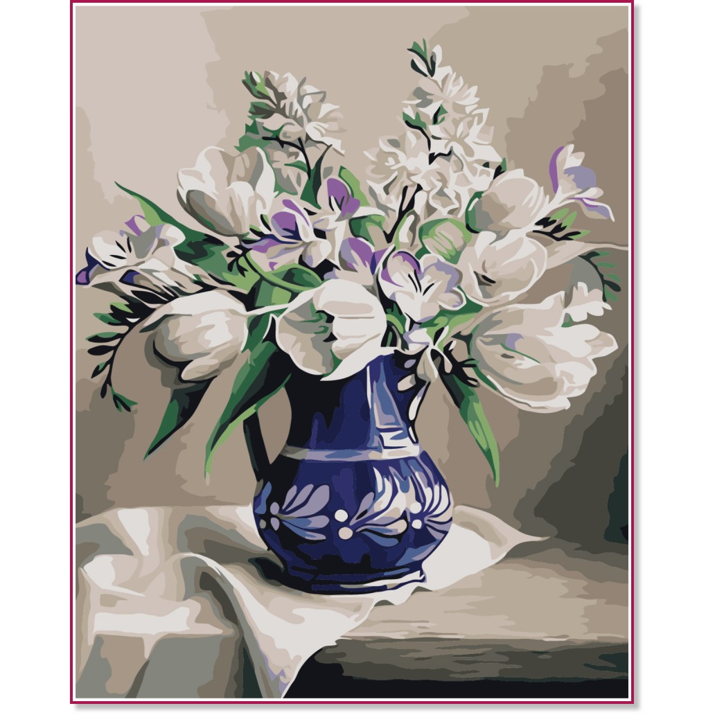 Рисуване по номера Newart - Ваза с цветя - 40 x 50 cm - 