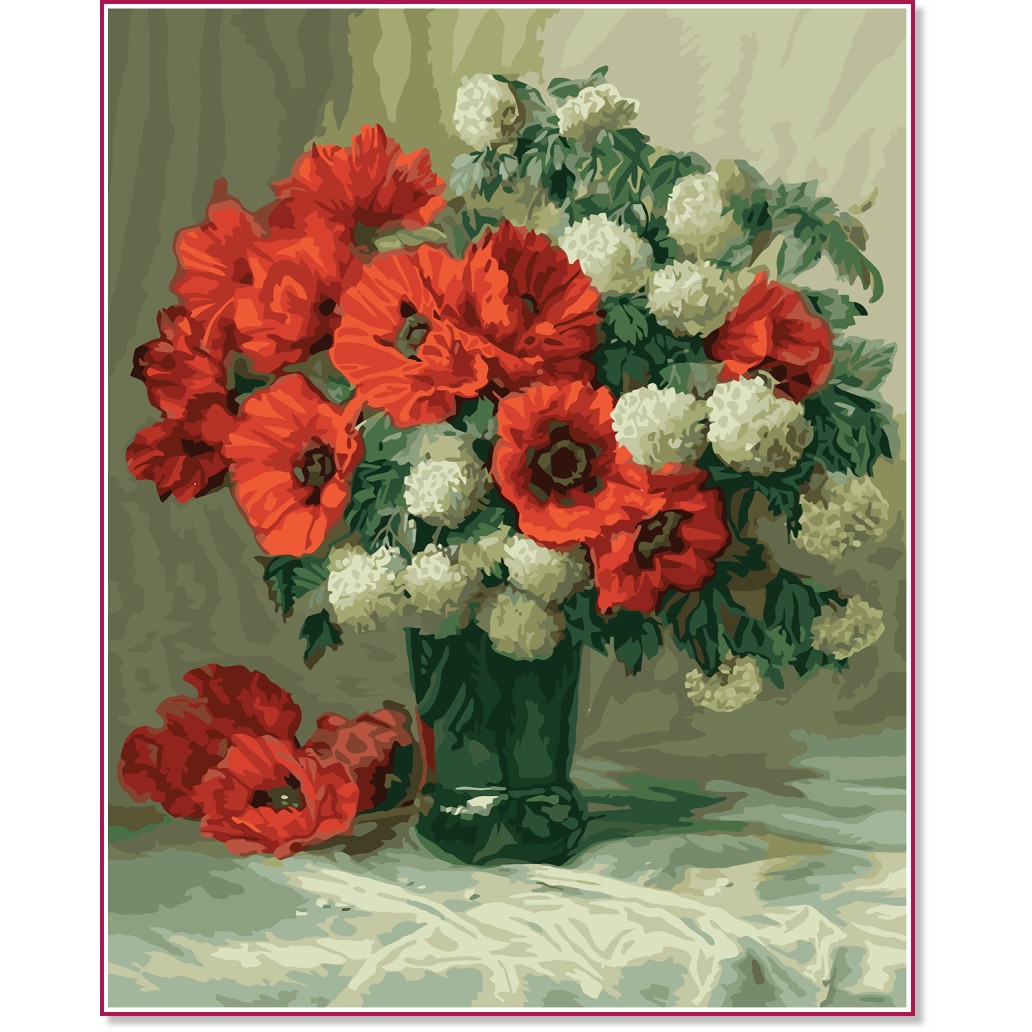 Рисуване по номера Newart - Ваза с макове Рисуване по номера Newart - Ваза с макове - 40 x 50 cm -
