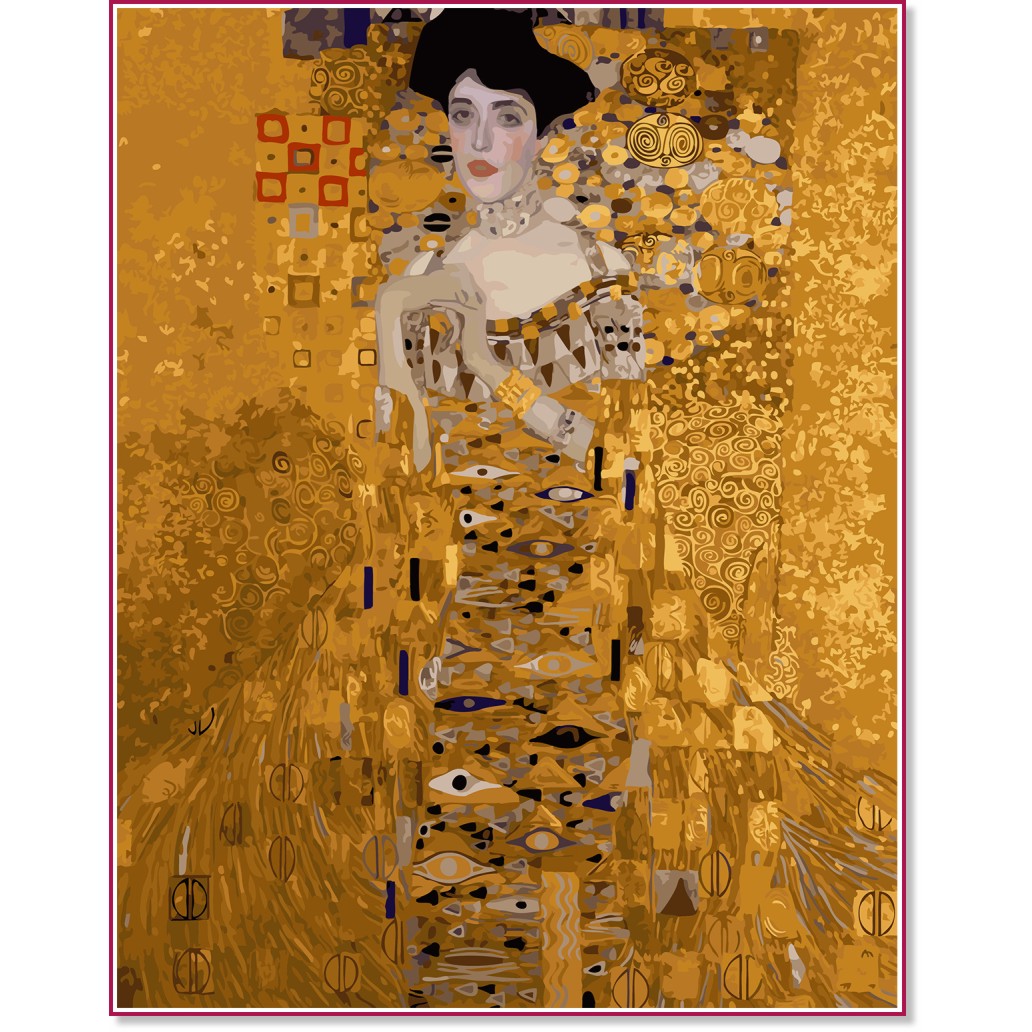 Рисуване по номера с акрилни бои - Портрет на Адел Блох-Бауер - Комплект за картина с размери 40 x 50 cm - 