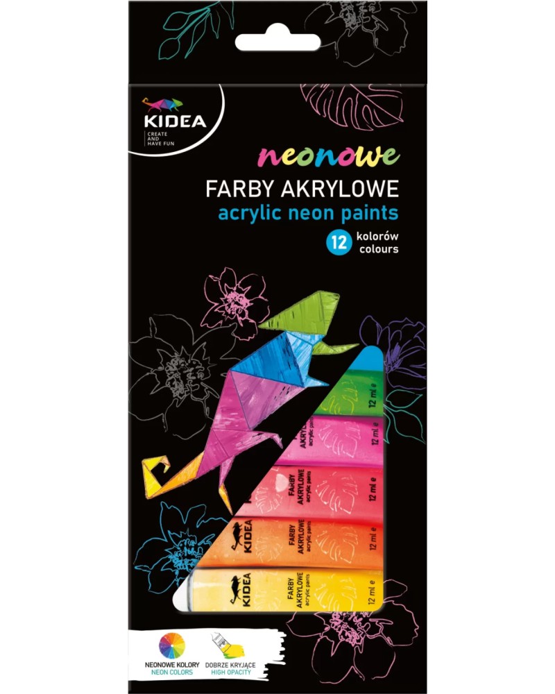 Акрилни бои Kidea Neon Акрилни бои Kidea Neon - 12 цвята x 12 ml - боя