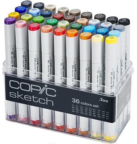 Двувърхи маркери Copic Двувърхи маркери Copic - 36 цвята от серията Sketch -