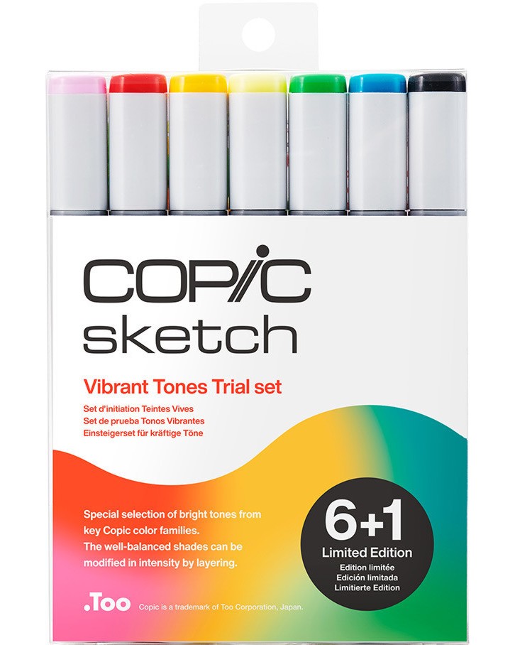 Двувърхи маркери Copic Vibrant Tones Limited edition Двувърхи маркери Copic Vibrant Tones Limited edition - 7 цвята от серията Sketch -