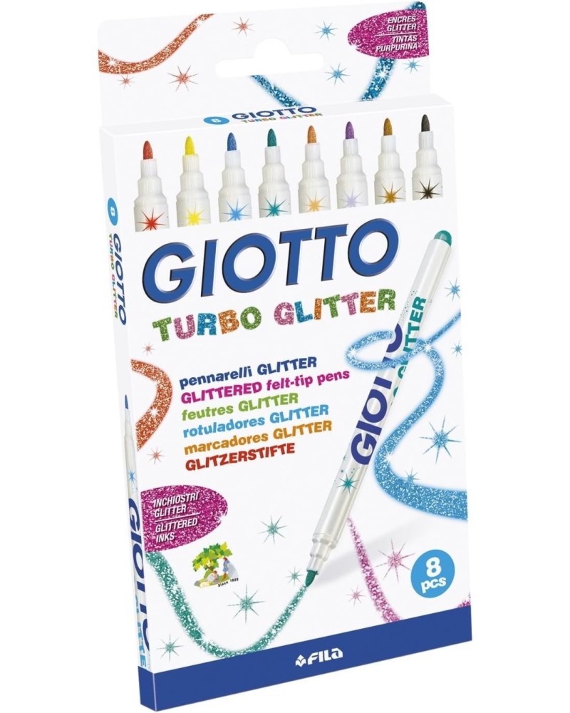 ���������� Giotto Turbo Glitter - 8 ����� � �������� ����� - 