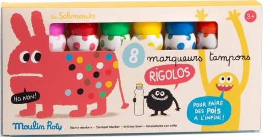 Маркери Moulin Roty Маркери Moulin Roty - 8 цвята с печати -