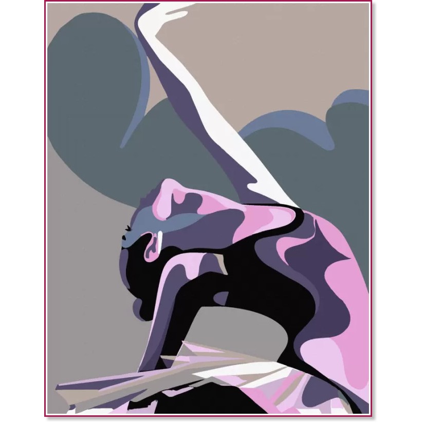 Рисуване по номера с акрилни бои - Балерина - Комплект за картина с размери 35 x 45 cm - 