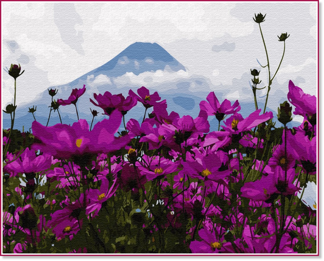 Рисуване по номера Gradientti - Цветя от планината Фуджи - 50 x 40 cm - 