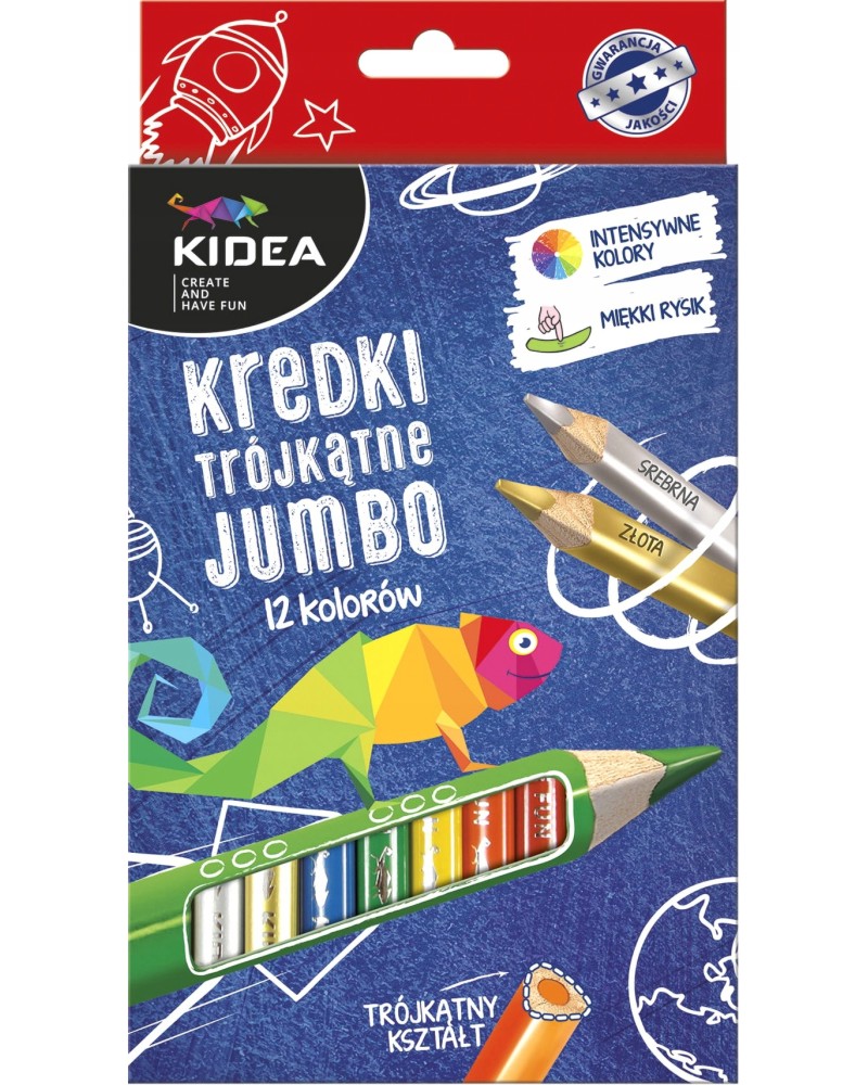 Цветни моливи Kidea Jumbo Цветни моливи Kidea Jumbo - 12 цвята -