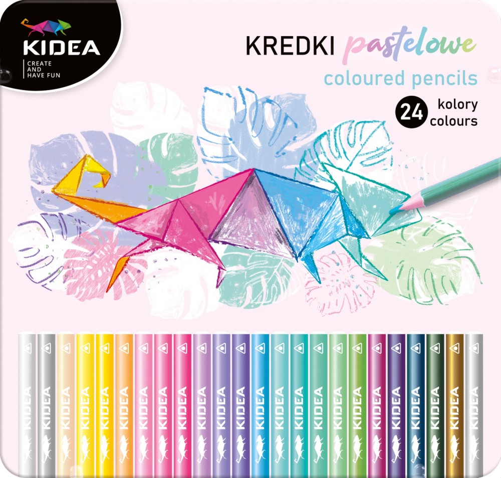 Цветни моливи Kidea Pastelowe Цветни моливи Kidea Pastelowe - 24 или 36 пастелни цвята в метална кутия -