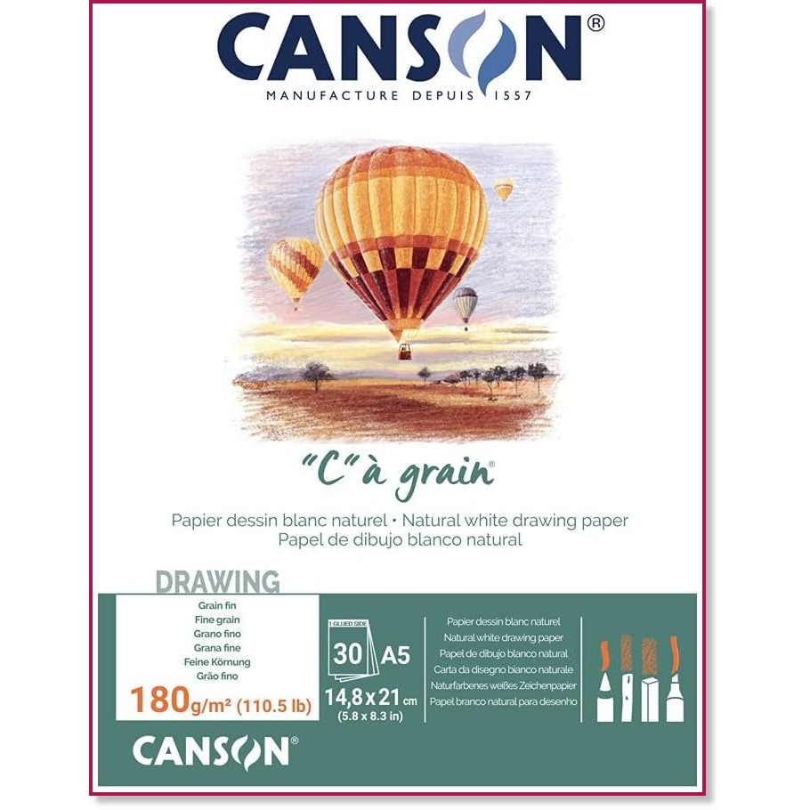    Canson C à grain - 30 , 180 g/m<sup>2</sup> - 