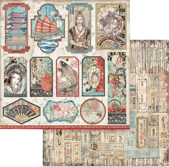 Хартия за скрапбукинг Stamperia - Япония - 30.5 x 30.5 cm от колекцията Sir Vagabond in Japan - 