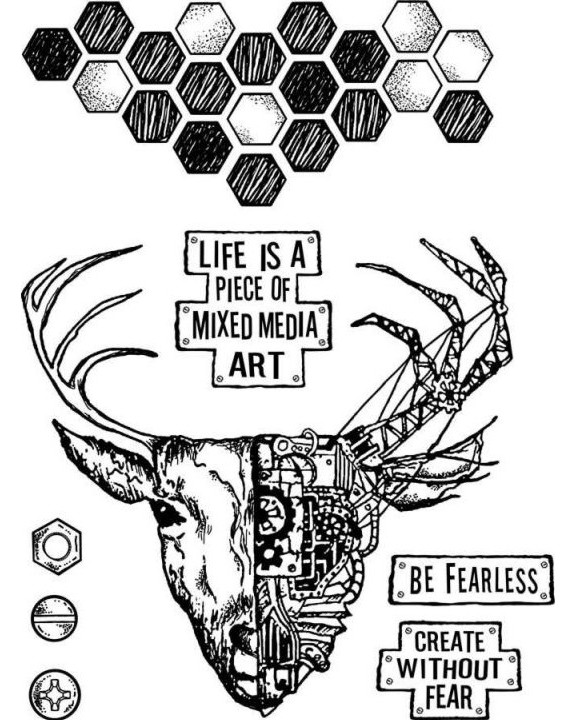 Гумени печати Stamperia Механичен елен Гумени печати Stamperia Механичен елен - 15 x 20 cm -