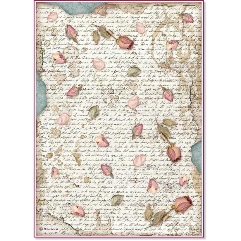 Декупажна хартия Stamperia - Листенца от рози - A4 от колекцията Passion - 