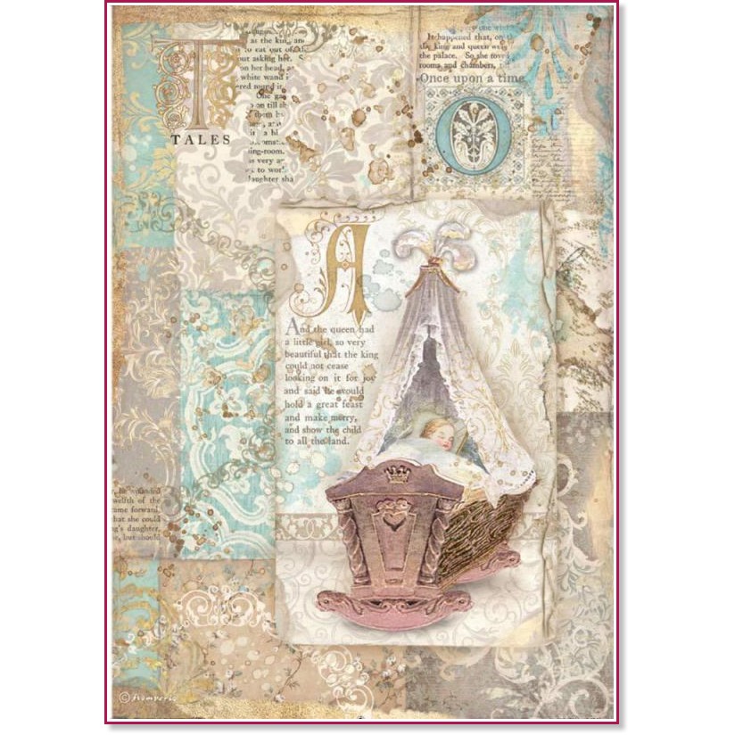 Декупажна хартия Stamperia - Детска люлка - A4 от колекцията Sleeping Beauty - 