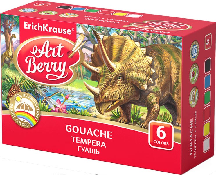 Темперни бои Erich Krause Темперни бои Erich Krause - 6 или 12 цвята x 20 ml с UV защита от серията Art Berry -